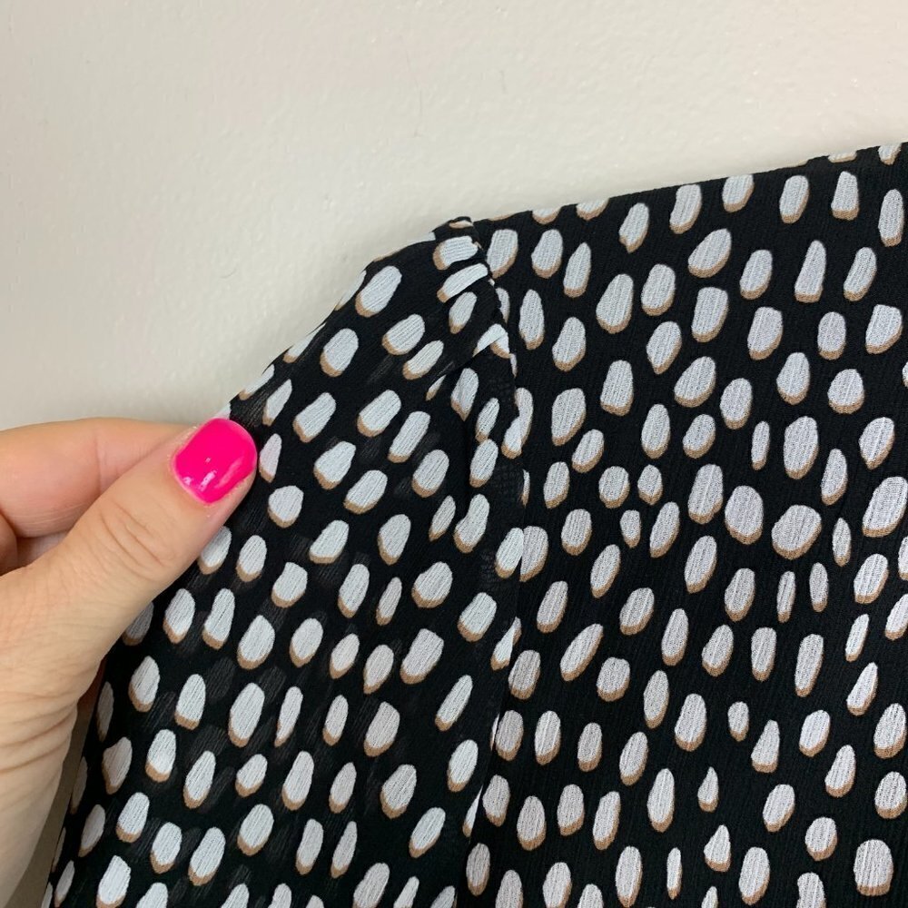 J. Crew Factory Rouched Neck Sheer Long Sleeved Animal Print Blouse Size Small P - Picture 3 of 10